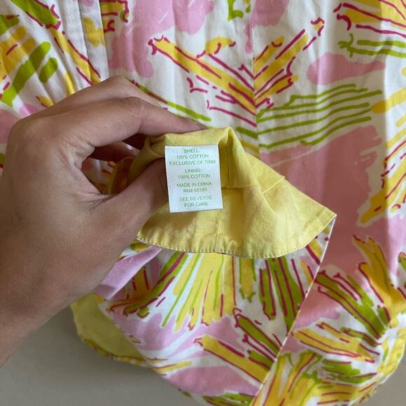 Lilly Pulitzer Crystal Skipping on Sunshine Yellow Pink Beaded Strapless Dress 4 - Picture 9 of 9